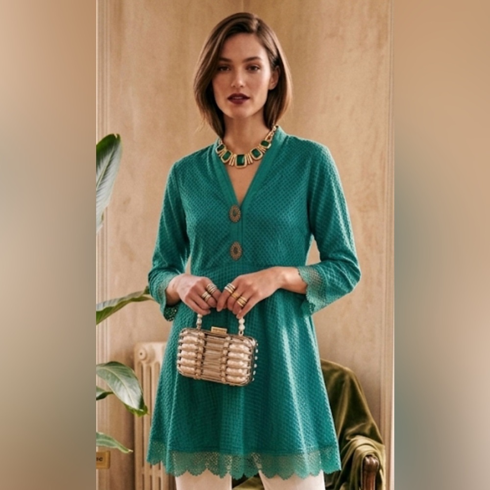 Agha Noor Emerald Green Embroidered Kurta | NWT | Size S